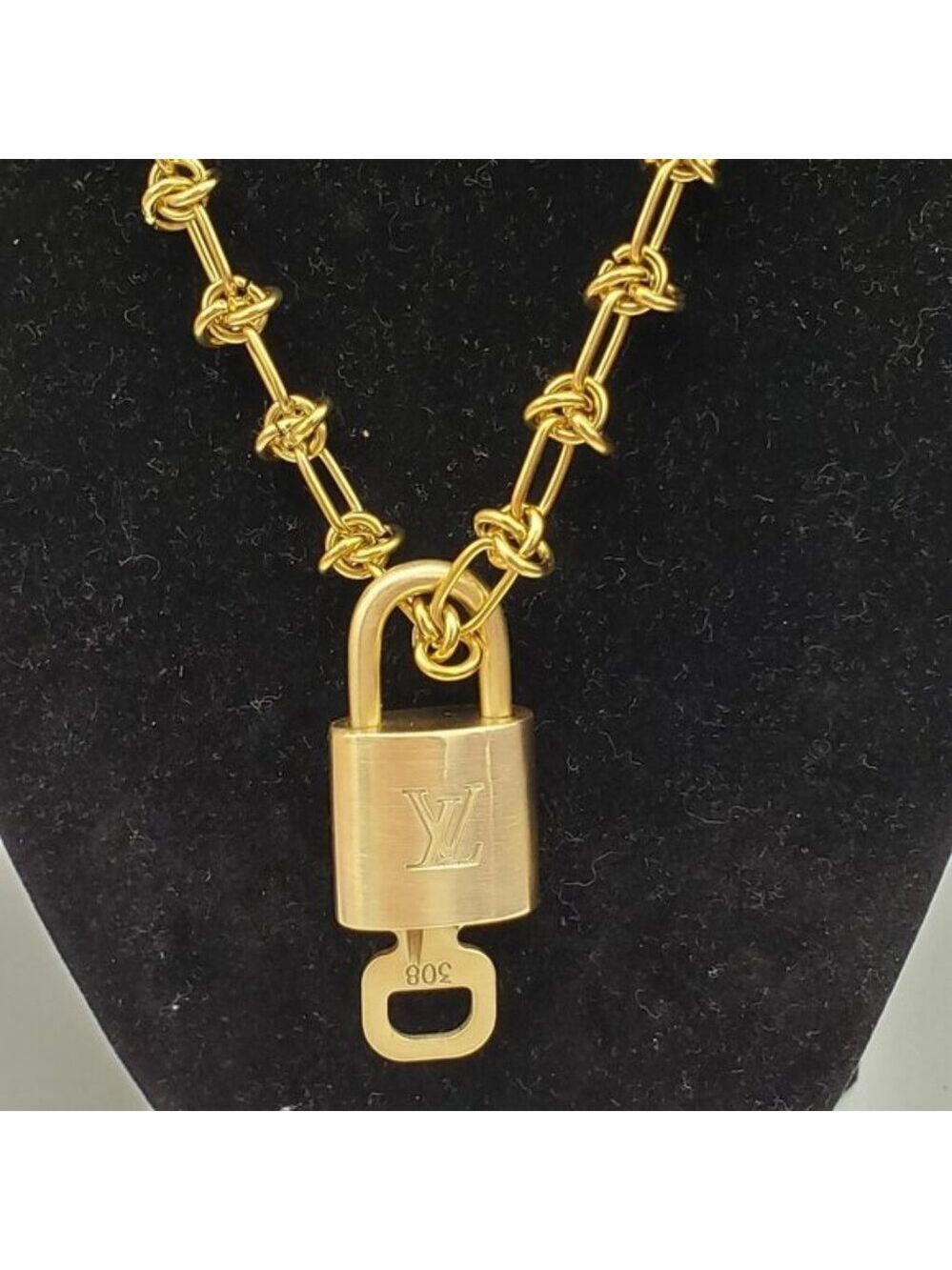 Louis Vuitton Gold Padlock w/Unbranded Stainless Steel 18k Plated Chain&Bracelet - Picture 11 of 13